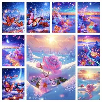 2024 5D алмазная живопись бабочка пляж цветок серия мозаика животное сделай сам вышивка набор ручная работа украшение для дома подарок Full Round 20x30CM
