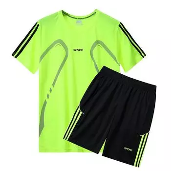 2024 6-цветный мужской костюм для бега и фитнеса с короткими рукавами, летний и осенний, с круглым вырезом, быстросохнущий, комплект из двух предметов для отдыха на открытом воздухе, M-5XL по желанию M белый