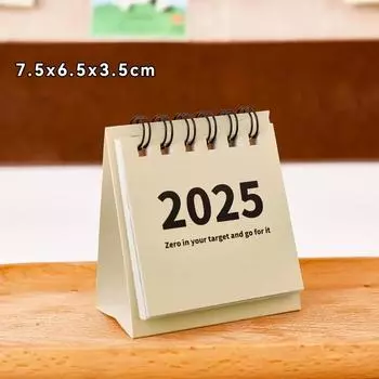 2024.8.-2025 Календарь Простой Мини Настольный Кавайный Календарь Список Дел Ежедневное Расписание Планировщик Канцелярские Принадлежности Для Домашнего Офиса 7.5*6.5cm белый