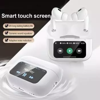 2024 A8PRO цветной светодиодный экран беспроводные наушники активная шумоподавляющая гарнитура HiFi стерео объемные музыкальные наушники для всех смартфонов ПК и планшетов белый