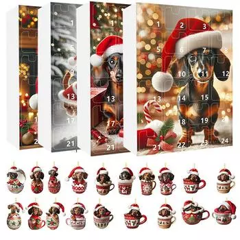 2024 Адвент Календарь Таксы Рождественский Календарь Каникулы Рождественский Милый Календарь Адвент Coun H8W4 A-One size