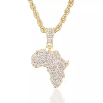 2024 Африка Карта Подвеска Ожерелье Женщины Мужчины Эфиопия Ювелирные Изделия Оптовая Африка Карта Хип-Хоп Предмет Вечеринка