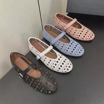 2024 Ala Catwalk Hollow Soft Ballet Flats, женская обувь в стиле Мэри Джейн 36 синий