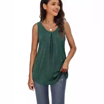 2024 Американская уличная мода хлопковая плиссированная круглая горловина женская майка XXL белый