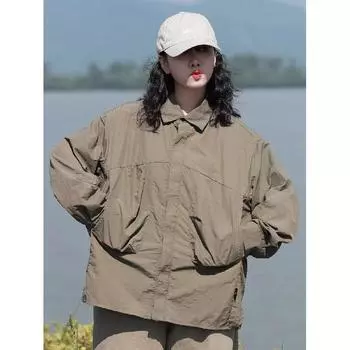 2024 Американский модный бренд осень плотная стирка большой рабочий костюм с карманом рубашка верхняя одежда мужская рубашка осень свободная рубашка M зелёный