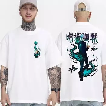 2024 Аниме Jujutsu Kaisen Satoru Gojo Графическая футболка унисекс женская летняя хлопковая футболка с круглым вырезом с коротким рукавом уличная футболка 4XL