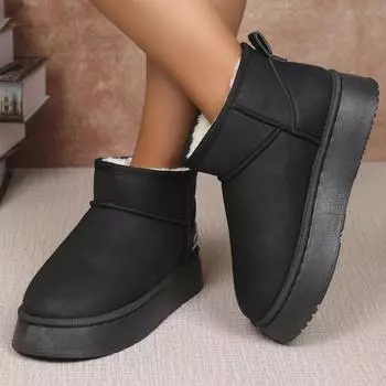 2024 Ankle Boots for Women Platform Snow Boots Suede Plush Warm Casual Flat Shoes Winter Thick 2024 Deep Khaki Chelsea Women Boots 36