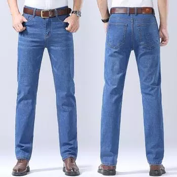 2024 Apple осень/зима новые мужские джинсы эластичные свободные прямые деловые повседневные мужские брюки 28 светло-синий
