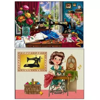 2024 Art Nouveau 5DDIY Алмазная картина Пейзаж со швейной машиной Алмазная картина Вышивка крестом Украшение для дома Full Round 20x30CM