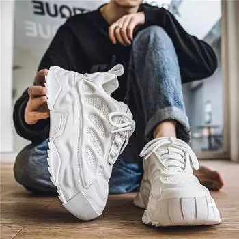2024 autumn and winter Douyin live broadcast casual outdoor running shoes thick sole heightening solid color breathable dad sports shoes men s shoes 39