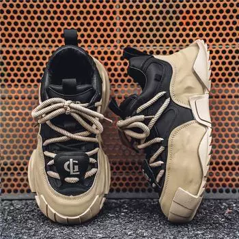 2024 autumn and winter Douyin live broadcast casual outdoor running shoes thick sole heightening strap breathable dad sports shoes men s shoes 39