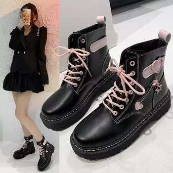 2024 Autumn and Winter Fashion New Women s Comfortable Plush Warm Round Toe Cute Buckle Women s Ankle Fashion Boots 35 чёрный