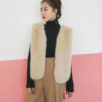2024 autumn and winter imitation fur vest women s short lace-up fox hair shawl jacket top One size