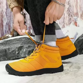 2024 autumn and winter large size 48 waterproof cotton shoes men s velvet thickened mountaineering cotton boots dad snow boots 39 жёлтый