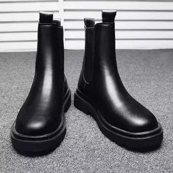 2024 autumn and winter men s high-top Martin boots, teenagers wear black cotton shoes, new fashion casual shoes 39