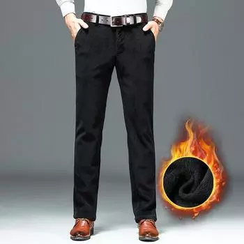 2024 Осень и зима Мужские универсальные повседневные брюки, Мужские свободные прямые повседневные брюки из вельвета и бархата 30 кофейный