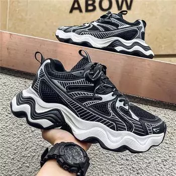 2024 autumn and winter national tide style niche thick-soled ins mesh dad Hong Kong style live broadcast wind tooling outdoor sports shoes men 39 бежевый