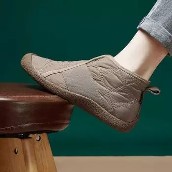 2024 autumn and winter new casual fashion thickened bread shoes one-pedal snow boots flat-soled soft-soled light cotton shoes women 35 чёрный