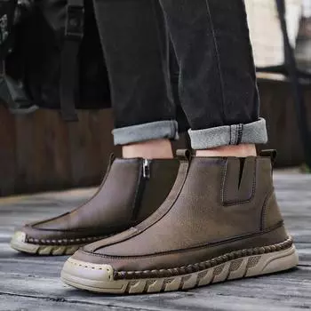 2024 autumn and winter new Douyin live broadcast hot-selling rubber sole high-top tooling outdoor leisure men s foot cover Martin boots 38 чёрный