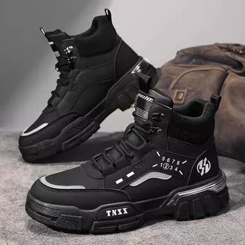 2024 autumn and winter new high-top Martin boots British tooling locomotive shoes versatile casual shoes trendy shoes outdoor Martin boots 39 жёлтый