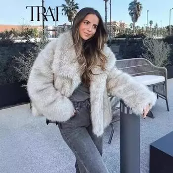 2024 autumn and winter new imitation fur jacket women s loose long-sleeved coat toka fox hair XS