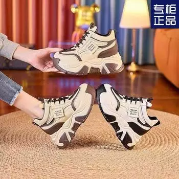 2024 autumn and winter new inner height-increasing dad shoes women s ins versatile casual shoes platform-soled high-top height-increasing 7cm velv 35