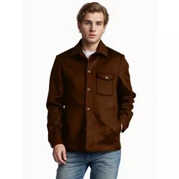 2024 autumn and winter new men s multi-pocket woolen coat single-breasted solid color woolen coat trench coat S