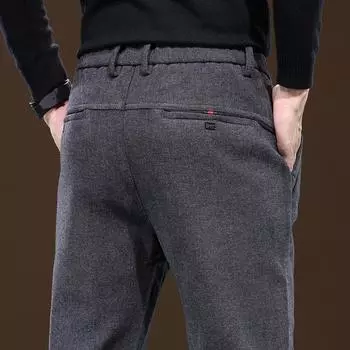 2024 Осень и зима Новые мужские повседневные длинные брюки, матовые свободные прямые облегающие легкие деловые брюки 28