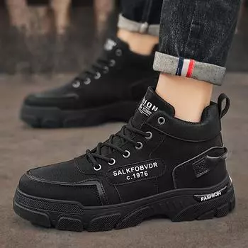 2024 autumn and winter new men s high-top leather Martin boots trendy outdoor tooling casual short boots live thick-soled men s boots 39