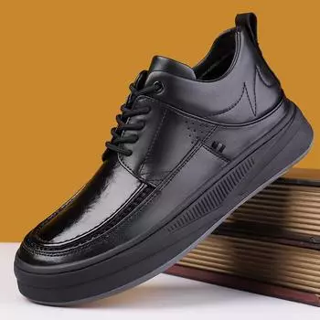 2024 autumn and winter new men s business casual leather shoes men s round head lace-up low-top shoes high-top shoes men s shoes 87115 38
