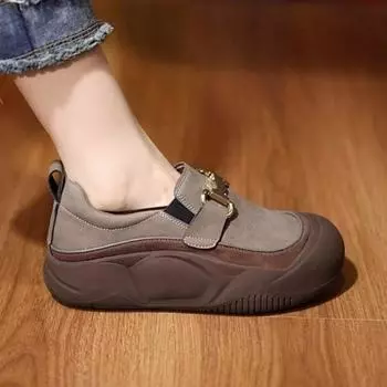 2024 autumn and winter new retro contrasting colors, velvet warm casual small single shoes, thick soles increase height, one pedal lazy shoes women 35 красный