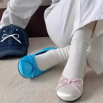 2024 Autumn and Winter New Women s Slip-On Bow Round Toe Casual Solid Color Flat Shoes 35 синий