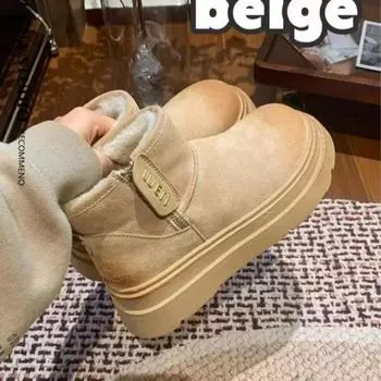 2024 autumn and winter new women s shoes platform plush Martin boots wool cotton boots fashion warm mother snow boots 35 верблюд