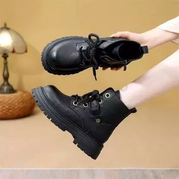 2024 autumn and winter new women s shoes medium top casual fashion Martin boots platform classic zipper rubber fashion boots 35