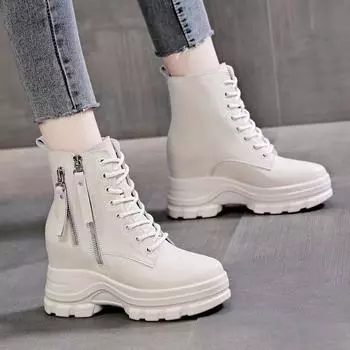 2024 autumn and winter new women s shoes muffin sole velvet Martin boots zipper fashion mother fashion sports trendy boots 35