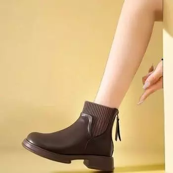 2024 autumn and winter new women s shoes low-top casual fashion Martin boots rubber fashion boots mother slimming boots 35 чёрный