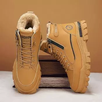 2024 autumn and winter northeast velvet cotton shoes thick-soled outdoor work help Martin boots trend large size tooling shoes board shoes 39