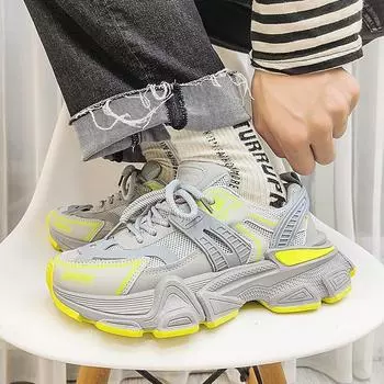 2024 autumn and winter sports mesh casual men s shoes live broadcast trendy dad shoes men s youth outdoor sports Korean version shoes 39 чёрный