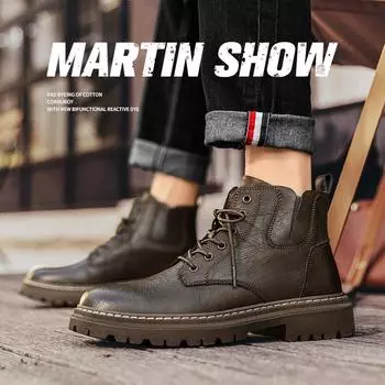 2024 autumn and winter tooling men s shoes, new trendy velvet men s boots, British retro Martin boots 39