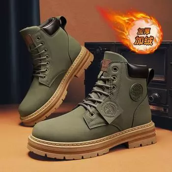 2024 autumn and winter trend men s rhubarb boots retro youth men s shoes British fashion Martin boots 39