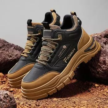 2024 autumn and winter velvet thickened warm cotton shoes thick-soled outdoor work help Martin boots trendy tooling shoes board shoes 39