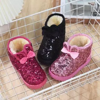 2024 Autumn Botas Child Shoes Actiskid Winter Boots for Children Snow Boots Fashion Girl Sneakers Lovely Rabbit Cartoon Shoes 21insole13cm чёрный