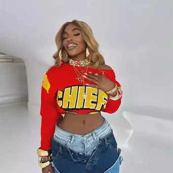 2024 Autumn Casual European & American Knit Sweater - Hot Girl Contrast Color Belly Top Medium красный