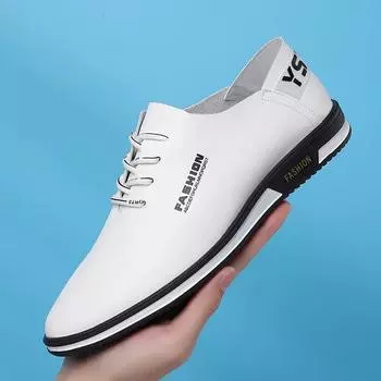 2024 autumn flat-soled leather little white shoes men s soft-soled soft-faced trendy casual leather shoes versatile non-slip driving shoes 38