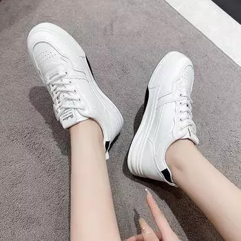 2024 autumn little white shoes new Korean version ins female students platform sports board shoes casual street shooting 35 чёрный