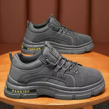 2024 autumn men s shoes new breathable work board shoes trendy versatile platform non-slip single shoes casual dad trendy shoes 39