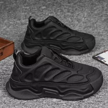 2024 autumn men s thick-soled heightening sports shoes Korean version of trendy leather casual shoes men s fashion versatile dad shoes 39 белый