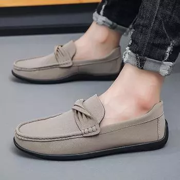2024 autumn new Doudou shoes men s versatile personality casual shoes soft sole one pedal lazy shoes men s shoes 39