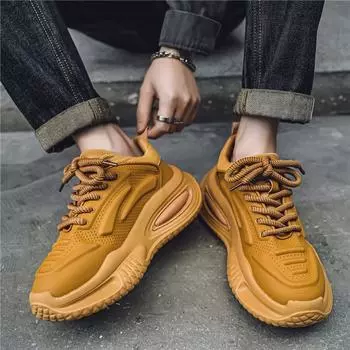 2024 autumn new European station height increase men s autumn men s shoes breathable mesh sneakers platform dad trendy shoes 39