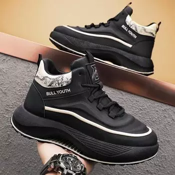 2024 autumn new high-top men s non-slip thick-soled heightened wear-resistant teenagers high-end comfortable dad trendy shoes 39